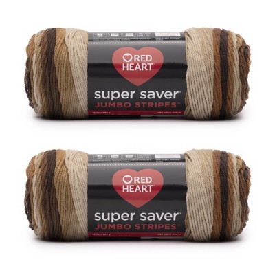 Red Heart Super Saver Yarn 2 Pack-Latte Stripe