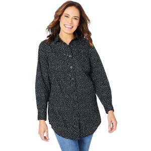 Woman Within Plus Size Perfect Long Sleeve Shirt - 1 of 4