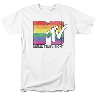 Mtvrainbow Pride Logo Adult T-Shirt White
