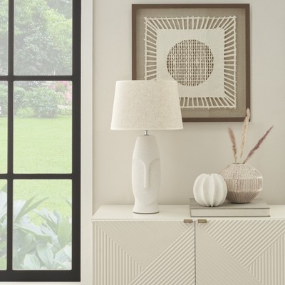 Nourison 21" Off-White Abstract Face Modern Ceramic Table Lamp