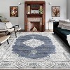 Vintage Floral Washable Rug, Low Pile Non-Slip Stain Resistant Distressed Soft Indoor Floor Carpet - 2 of 4