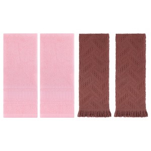 REGALWOVEN 4 Pcs Solid Cotton Soft Absorbent Waffle Hand Towel 13" x 29" - 1 of 4