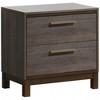 Lycvki Gray Wood Nightstand with Metal Glides and Brass Bar Pulls - 2 of 4