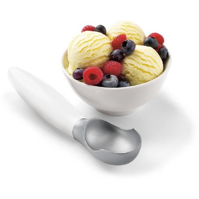White Stainless Steel Non-Stick Ice Cream Scoop with Non-Slip Grip