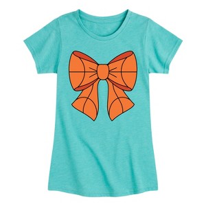Girls' - Instant Message - Basketball Bow Fitted Short Sleeve Graphic T-Shirt - 1 of 4