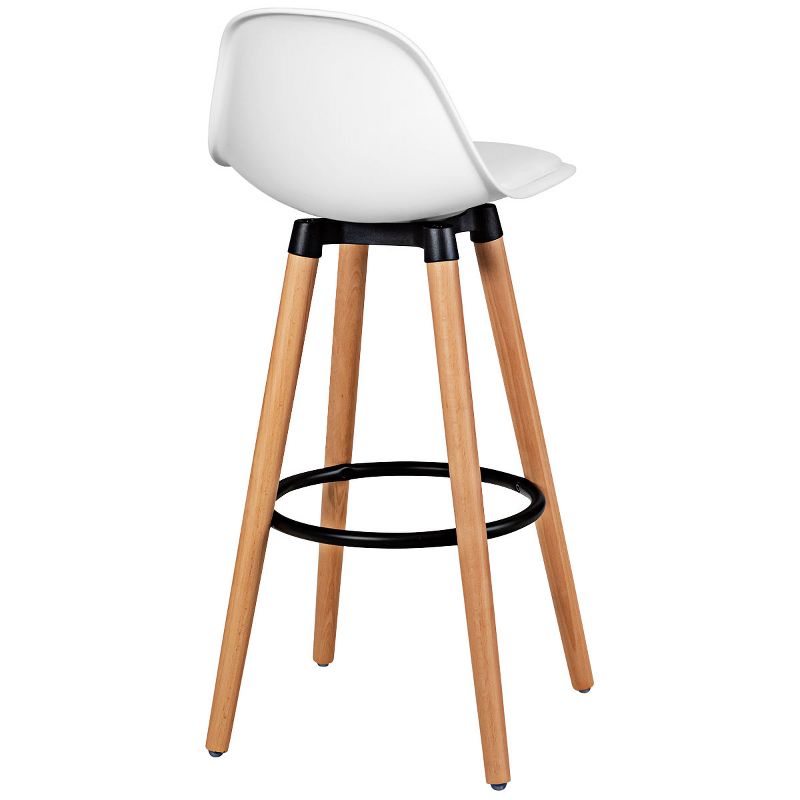 Tangkula Set of 2 Mid Century Barstool 28.5" Dining Pub Chair w/Leather Padded Seat White/Black, 5 of 6