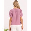 INSPIRE CHIC Women's Short Puff Sleeve V Neck Button Down Dressy Summer Casual Blouses - 3 of 4
