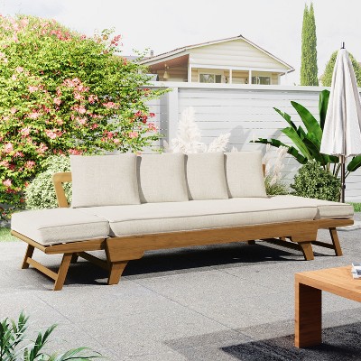 Maggift Patio Accent Chairs with Upholstered, Ergonomic Modern Design, Suitable for Lawn, Garden and Porch, Beige, 79" * 30.5" * 23.5"