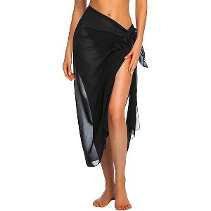 Ekouaer Women Sarong Swimsuit Coverups Chiffon Long Bikini Wraps Sheer Beach Bathing Suit Cover Up - 1 of 4