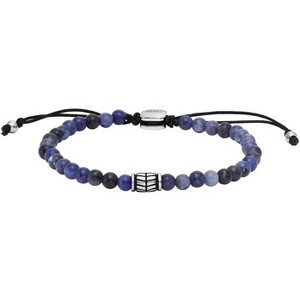 Men's Bracelet in Stainless Steel, Genuine Leather and Beads, Casual Multimaterial Jewelry for Men - 1 of 4
