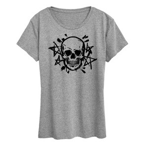 Women's - Instant Message - Skull And Stars Short Sleeve Graphic T-Shirt - 1 of 4