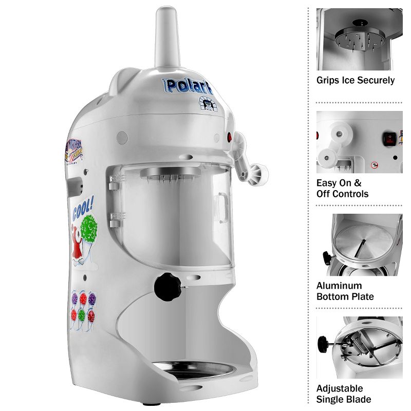 Great Northern Popcorn 3.5 lbs per minute Snow Cone Machine - 250W Ice Shaver Countertop Crushed Ice Maker - White, 2 of 12