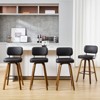 Bekrvio 26"/29” Swivel Bar Stools Set of 4, Upholstered Faux Leather Barstools with Back, Bar Chairs Island Stools for Kitchen Counter - 3 of 4