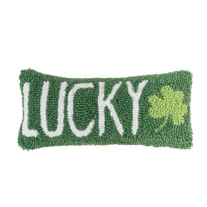 C&F Home 6" x 12" St. Patrick's Day "Lucky" 3 Leaf Clover Hooked Small/Petite Accent Throw Pillow - 1 of 4