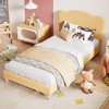 Bed with Scallop Headboard, Upholstered Bed Frame for Kids, Velvet Princess Platform Bed for Girls, Solid Wood Slats Support - 4 of 4