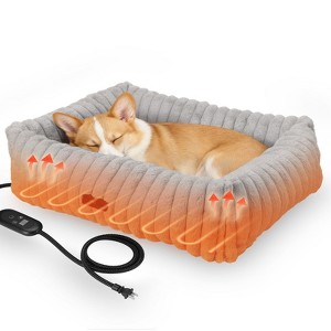 GOTGELIF Heated Cat Bed - 22" Or 28" Soft Plush Cushion Warming Bed with 6 Temperature Levels & Timer - 1 of 4