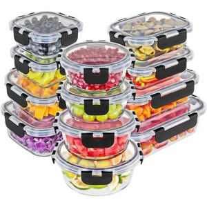24-PC Borosilicate Glass Food Storage Set, 12 Bowls & 12 Airtight Locking Lids - 1 of 4
