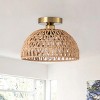 Dewdrop Rattan Semi Flush Mount Ceiling Light, Boho Farmhouse Woven Pendant Fixture for Bedroom Kitchen - 3 of 4