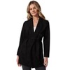 Womens Long Sleeve Lapel Neck Faux Suede Leather Belted Blazer Jacket Open Front Suede Winter Wrap Shawl Coat - 4 of 4