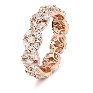 Eternity Bridal Wedding Band Ring Cz Rose Gold Plated Sterling Silver Women Ginger Lyne Collection - 1 of 4