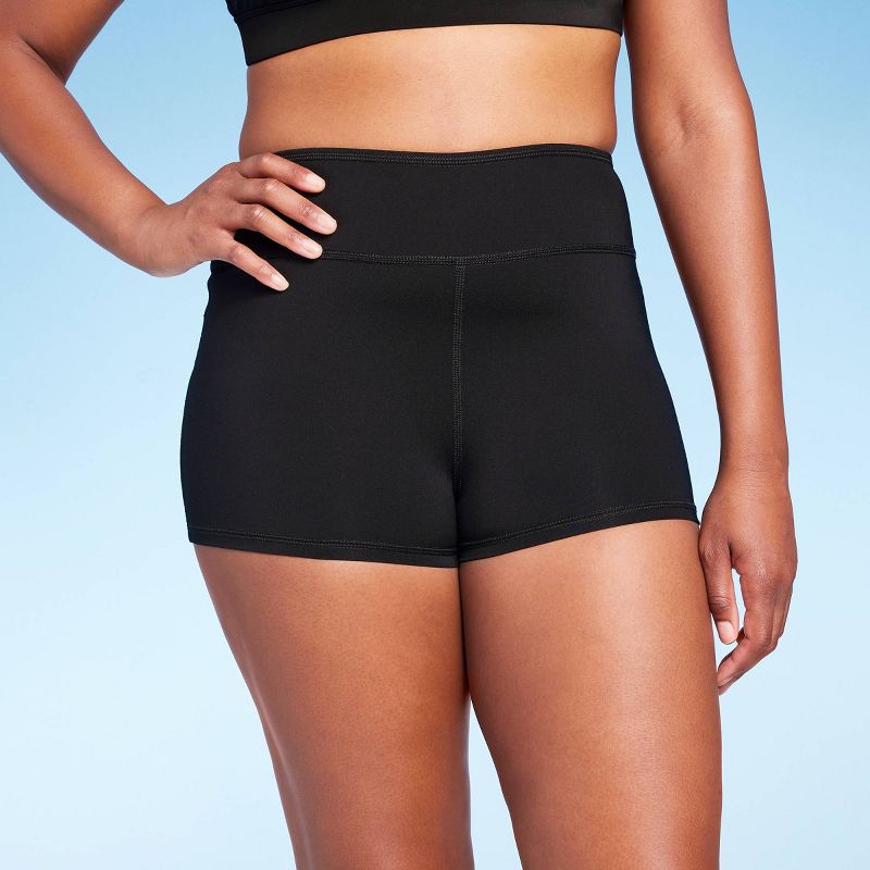 Women's Tummy Control High Waist Swim Shorts - Kona Sol™ Black, 5 of 7