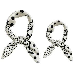 Allegra K Women's Polka Dots Square Scarf Head Neck Scarves 2Pcs - 1 of 4