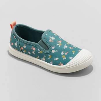 Toddler Kaleigh Floral Print Slip-On Sneakers - Cat & Jack™ Teal Green 5T