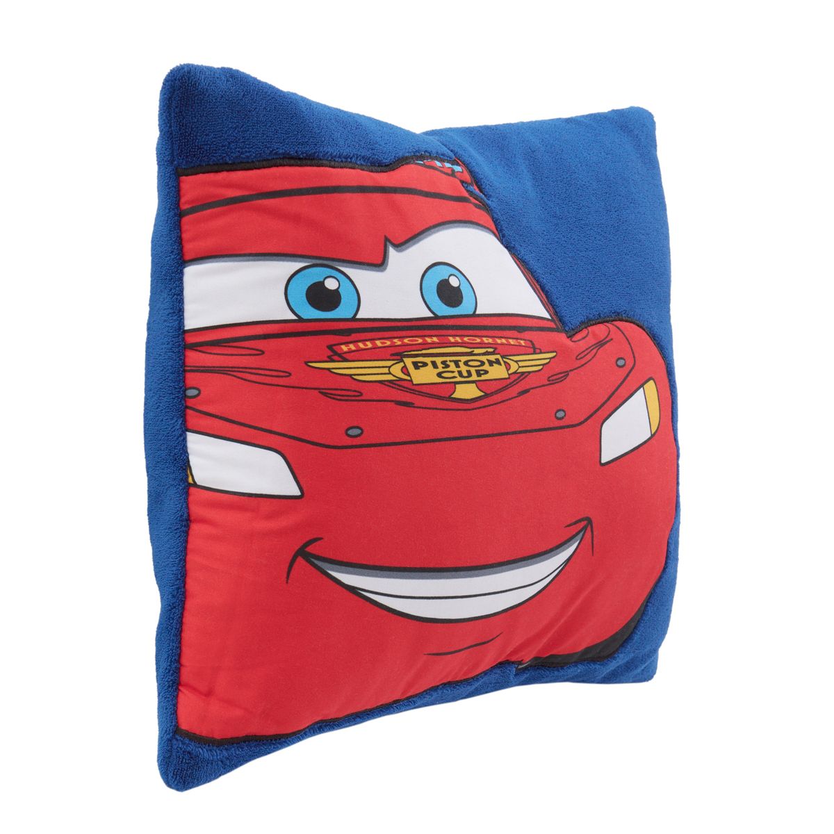 NoJo Disney Cars Lightning McQueen Appliqued Super Soft Plush Decorative Toddler Pillow, Blue, Red - thumbnail 2