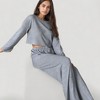 Anna-Kaci Lounge Women's Ribbed Knit Long Sleeve Crop Top and Wide Leg Lounge Pants Two-Piece Pajama Set - 3 of 4