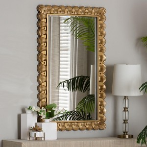 Baxton Studio Vadim Antique Gold Wood Accent Mirror with Seashell Border - 1 of 4