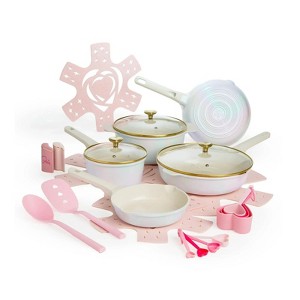 LunaLulink white 24 Piece Clean Ceramic Nonstick Cast Aluminum Cookware Set - 1 of 4