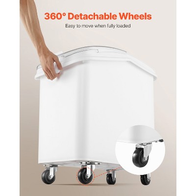 VEVOR Rice Storage Container, 27Gallon/100L Capacity Large Dog Food Dispenser Bin, Kitchen Ingredient Grain Cereal Flour Bin, 1 Pack, White — фото 5