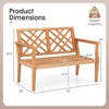 Costway 2-Person Outdoor Garden Bench with Comfy Armrests and Backrest Teak Wood - 3 of 4