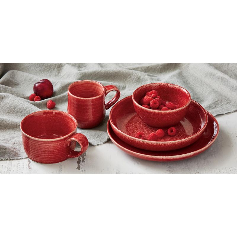 tagltd Loft Textured Reactive Glaze Stoneware Bowl Red 17 oz. Dishwasher Safe, 2 of 5