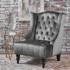 CAVINAS Velet Fabric Accent Chair with High Backrest,Modern Upholstered Living Room Chairs,Reading Chairs for Living Room - 1 of 4