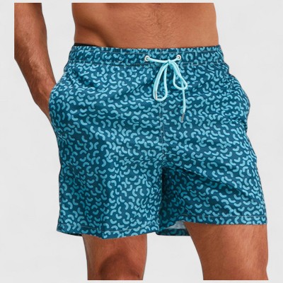Anna-Kaci Swim Anna-Kaci Men's Abstract Print Swim Trunks with Elastic Waistband and Adjustable Drawstring - Medium, Blue — фото 2