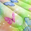 Luupatchy 3Pcsrainbow Butterfly Printed Pattern Quilt With 1 And 2 Pillowcases For Girls Bedroom All Season - 3 of 4