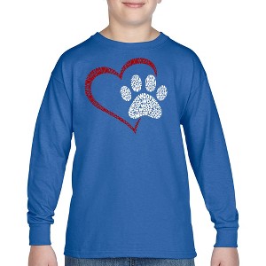 LA Pop Art Paw Heart - Boy's Word Art Long Sleeve T-Shirt - 1 of 4