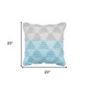 HomeRoots 20" X 20" Bright Blue And Off-White 100% Cotton Geometric Zippered Pillow - 3 of 4