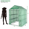 SEVOBAL Greenhouse Iron Pipe Steeple With 8 Pieces Grid Flower Stand With Zipper Rolling Door PE Green House Walk in Planting, Green, 93"*28"*18" - 3 of 4