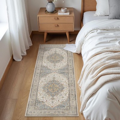 Abynow Floral Loomed Machine Washable Area Rug