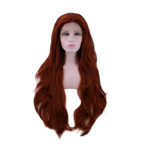 Red Wavy Lace Front Wigs for Women, Long Curly Natural Looking