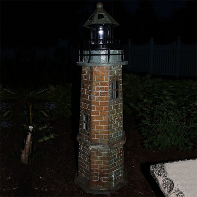 Gray Resin Solar LED Nautical Lighthouse Statue - 35"