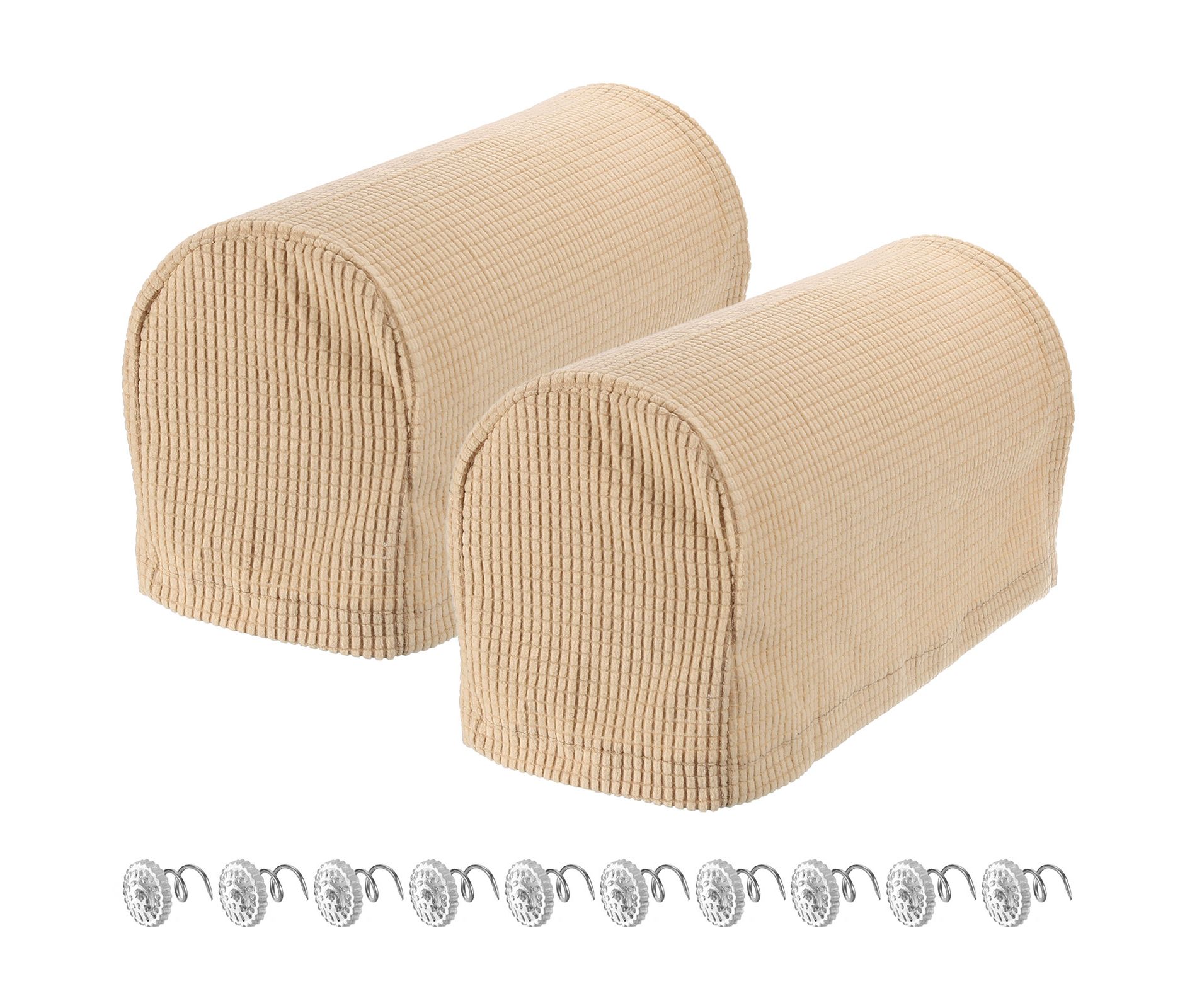 Unique Bargains Stretchy Anti-Slip Sofa Couch Armchair Covers with Pins 2 Pcs Khaki