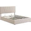 Streamdale Full size Upholstered Platform bed with a Hydraulic Storage System - Beige - 3 of 4