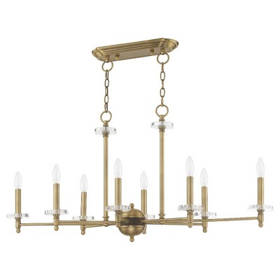 Antique Brass 8-Light Chandelier with Clear Crystal Bobeches