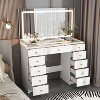 FUFU&GAGA White Vanity Table with Large Mirror Glass-Top Adjustable Light Modes - 2 of 4