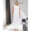 ADR Women's Cotton Nightgown, Sleeveless Lace Trimmed Button Up Long Vintage Night Dress Gown - 3 of 4
