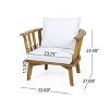 Christopher Knight Home Polmer Outdoor Acacia Wood and Iron 3 Piece Club Chair Chat Set with Cushions - 3 of 4