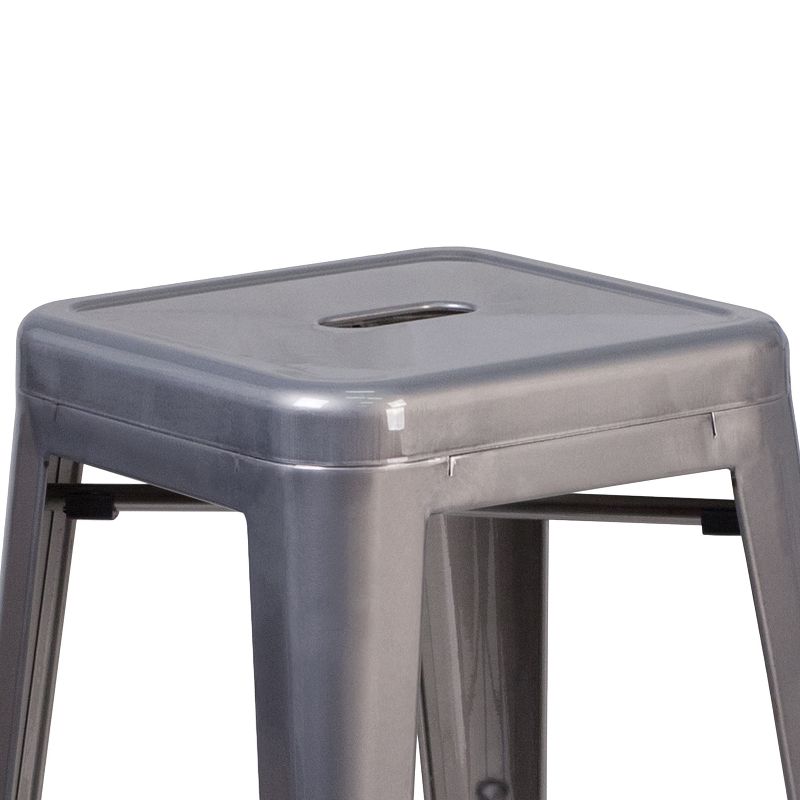 Flash Furniture 24'' High Backless Clear Coated Metal Indoor Counter Height Stool with Square Seat, 6 of 9